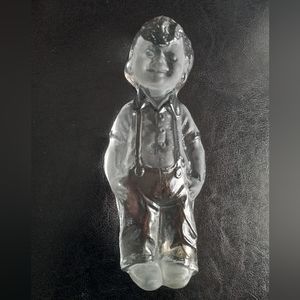 Viking Hand Made Art Glass Boy Sculpture Bookend Paperweight Figurine 8"